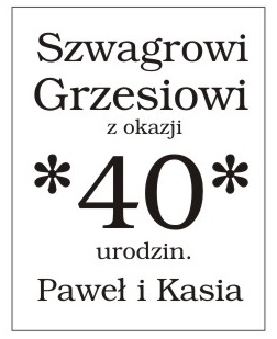 Prezent z życzeniami na 40 urodziny